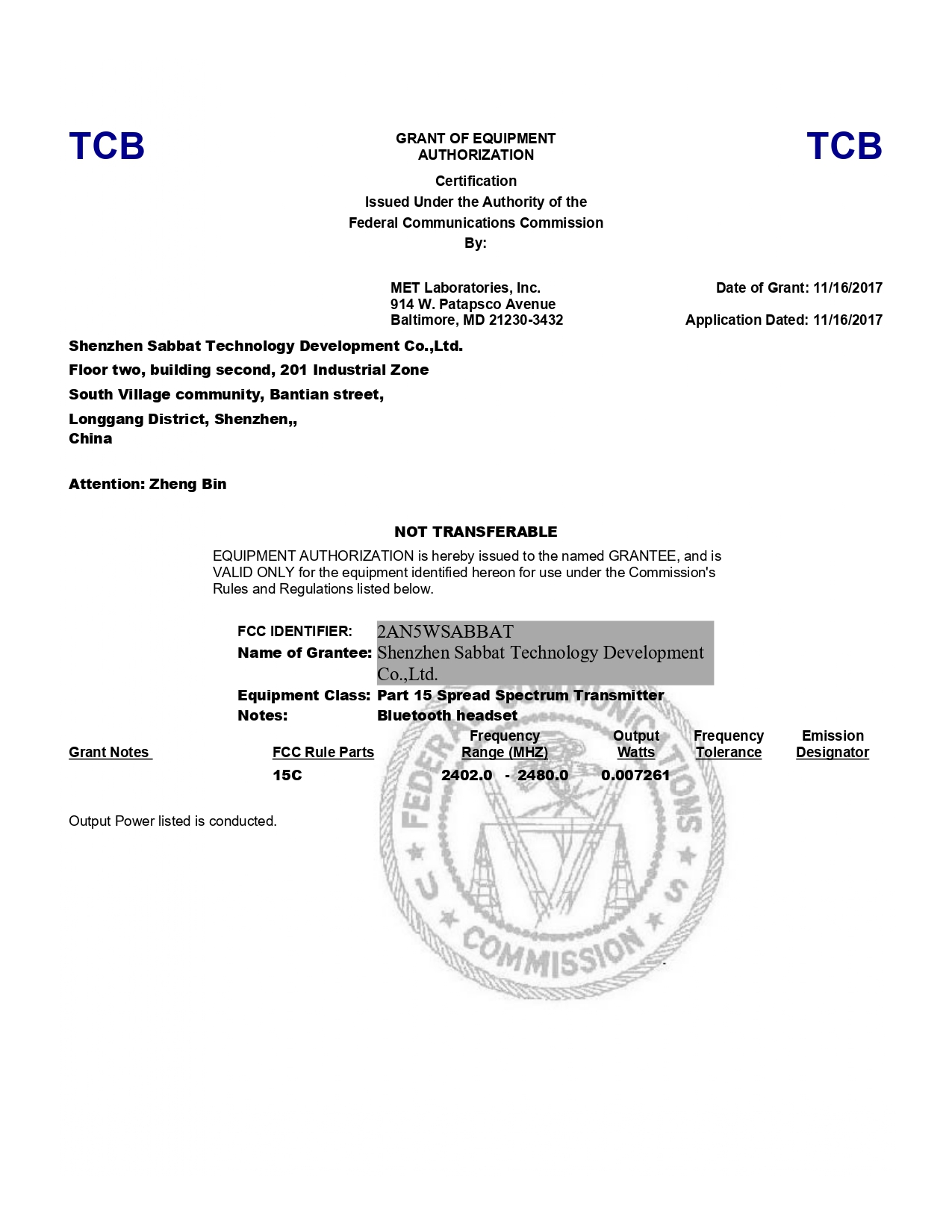 X12 FCC Certification